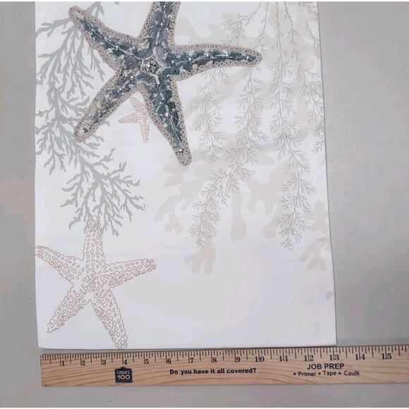 Coastal Collection Table Runner 13x72 Cream Beach House Starfish Sea Life NEW - Picture 7 of 10